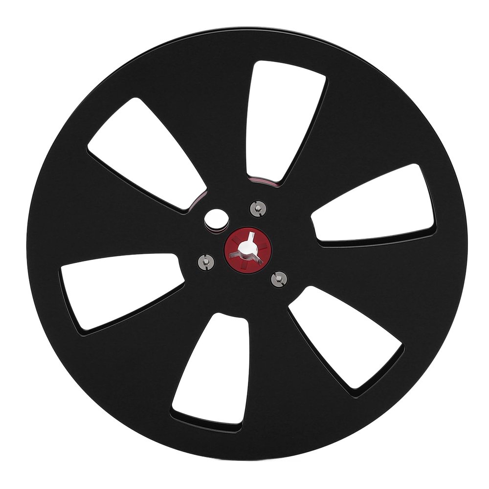1/4 7 Inch Empty Tape Reel, Aluminum Alloy Open Reel Audio Tape Empty Reel Recording Takeup Reel for TEAC for Studer, 6 Holes (Black)