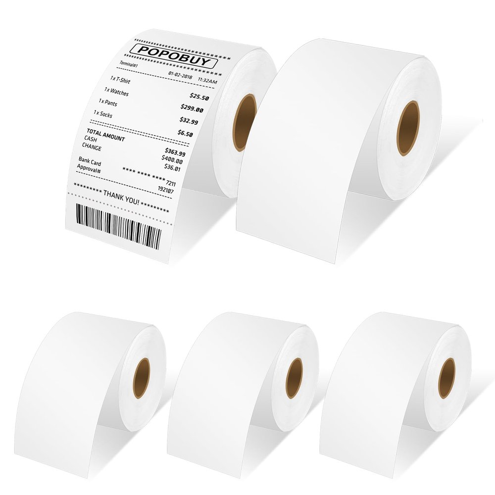5 Roll Compatible for Dymo 30270 White Continuous Receipt Paper (2-1/4" x 249 feet) Non-Adhesive Label Printer Tape for LabelWriter 450, 450 Turbo, 4XL Printers, 250 Feet Per Roll, NOT FIT 550 & 5XL