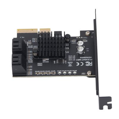 Bewinner PCI E4 to 6Gbps Expansion Adapter, 4 Port SATA3.0 Card, Hot Swap Support, 0 1 10, for WINXP Compatible with SATA6G 3G 1.5G