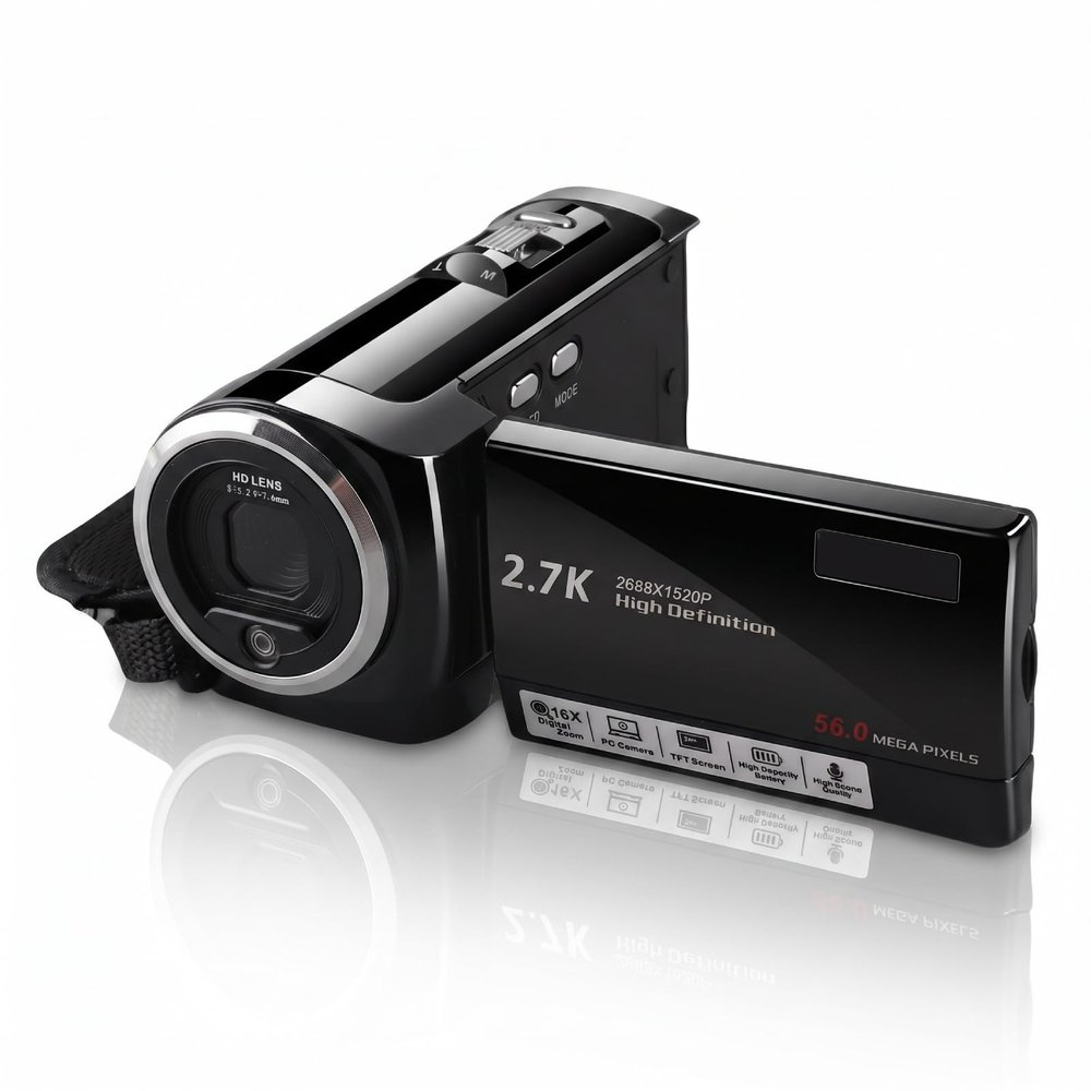 Bewinner Video Camera Camcorder, 2.7K QHD 50MP Vlogging Camera, 16X Digital Zoom Digital Camera with 2.8 Inch 270 Degree Rotation Screen for Live Streaming Selfie Travel