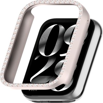 Bling Case for Xiaomi Smart Band 8 Pro, Hard Bumper Case with Crystal Diamonds, Shockproof Women Protective Cover for Xiaomi Mi Band 8 Pro, without Screen Protector (Pink)