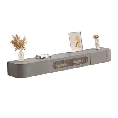 Bubinblau Floating TV Stand, Wall-Mounted TV Cabinet, Floating Shelves with Drawers and Door, Media Console Shelves, for Living Room Storage,Gray,140cm
