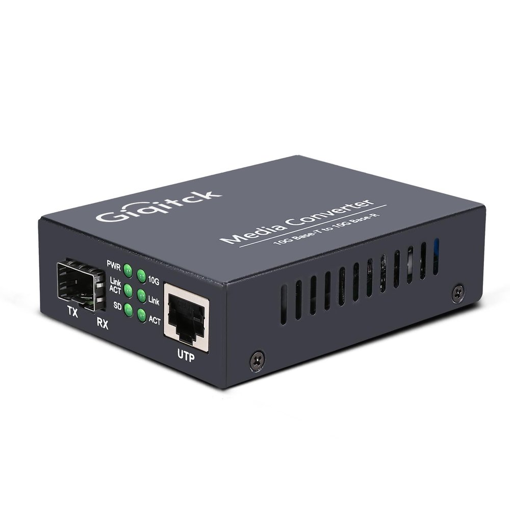 10G Media Converter Standard Size, 1x 100M/1G/2.5G/5G/10GBase-T RJ45 to 1x 10GBase-X SFP+ Slot, 10Gigabit Copper UTP Ethernet 10 Gbps Gbit Fiber Optic Converter - 1pc