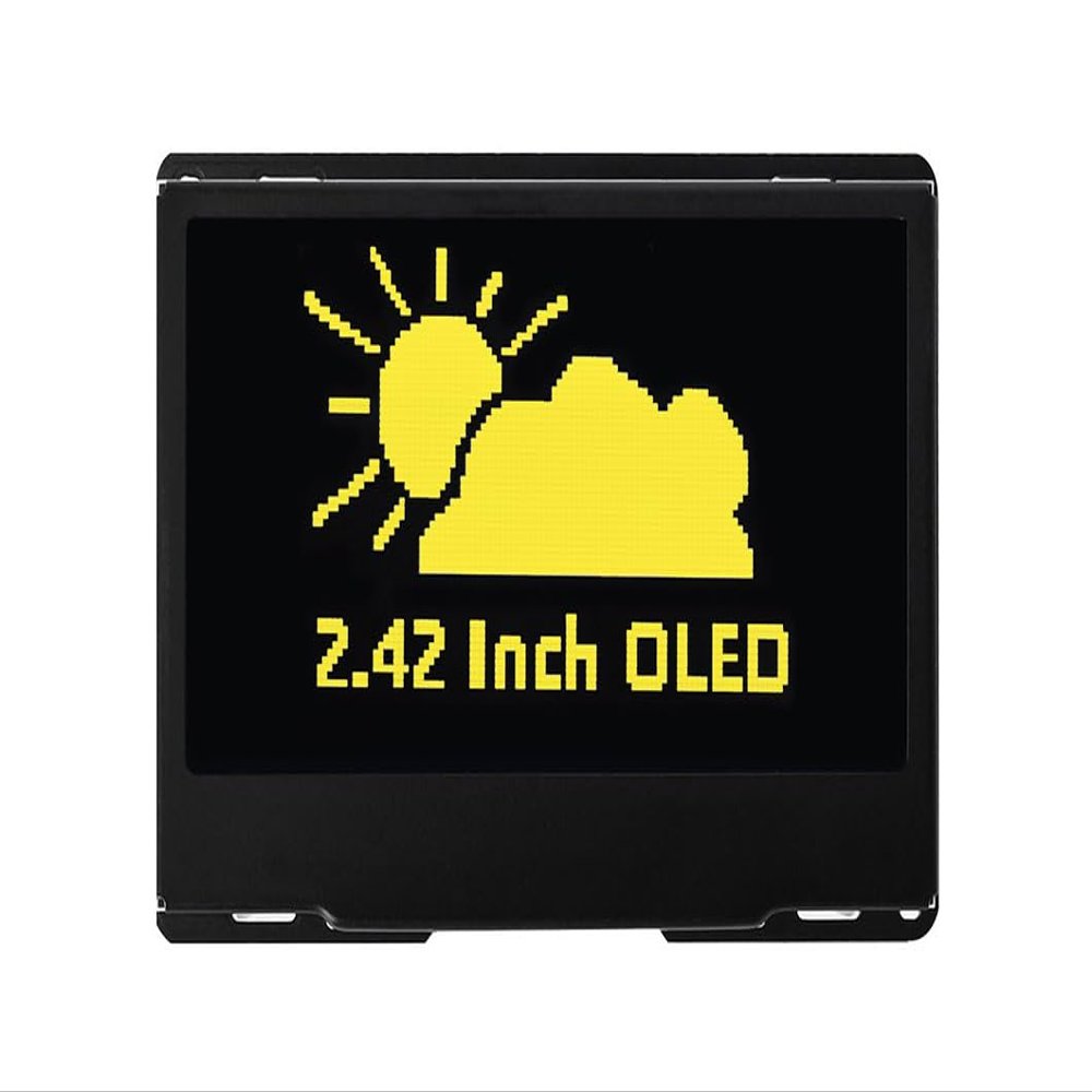 2.42inch OLED Display Module - 128x64 Resolution, SPI/I2C Communication, Compatible with Raspberry Pi, Arduino, SSD1309 Driver Chip with Metal Case (Yellow)