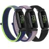 3 Pack Nylon Band Compatible with Fitbit Inspire 3 Bands Women Men, Soft Loop Straps Replacement Wristband for Fitbit Inspire 3 Smartwatch (Black/Midnight Blue/Neon Lime) view 1