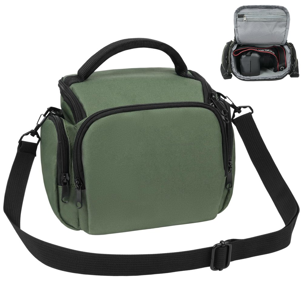 Ainiv DSLR Camera Bag, Waterproof Anti-Shock SLR Camera Case, Large Adjustable Shoulder Strap Camera Backpack, Portable Crossbody Single Shoulder Backpacks Compatible with Canon, Sony, Nikon, Green