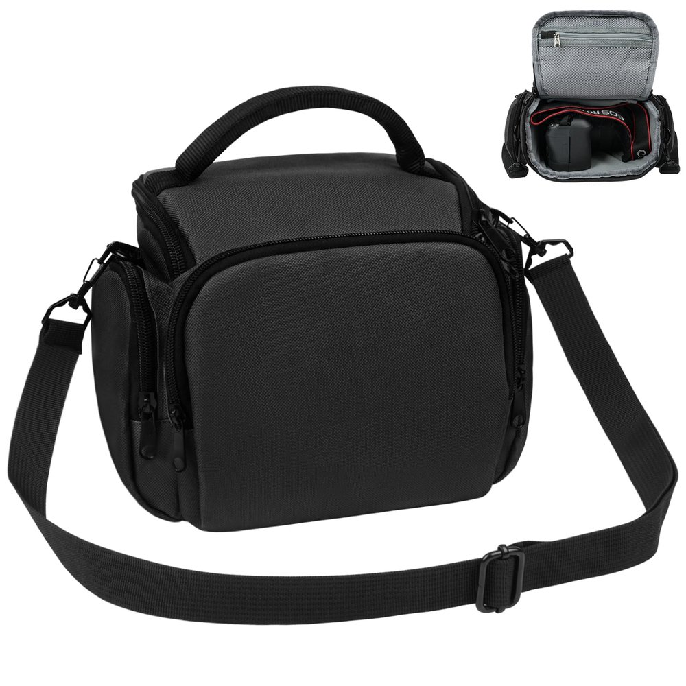 Ainiv DSLR Camera Bag, Waterproof Anti-Shock SLR Camera Case, Large Adjustable Shoulder Strap Camera Backpack, Portable Crossbody Single Shoulder Backpacks Compatible with Canon, Sony, Nikon, Black