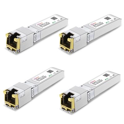 SFP+ to RJ45 10GBase-T Module, 1.25G/2.5G/5G/10G Copper SFP to Ethernet Networking Transceiver for Cisco SFP-10G-T-S, Ubiquiti UniFi UF-RJ45-10G, Meraki, Supermicro and More, up to 30m,4pcs