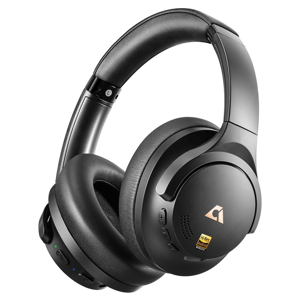 1Mii AI Y8 Active Noise Cancelling Headphones, Bluetooth 6.0 Wireless Over Ear, 100H Playtime Hi-Res Audio, AI Translation & Voice Chat, Custom EQ via APP for Travel & Home Office - Black