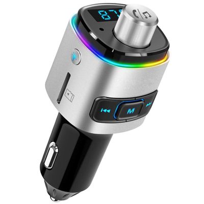 Couraglazer Bluetooth 5.0 FM Transmitter for Car | Dual USB Fast Charging (QC3.0 & 1A), Voice Assistant, RGB LED Light, High-Fidelity Sound, TF Card & USB Drive Music Player, Hands-Free Calling