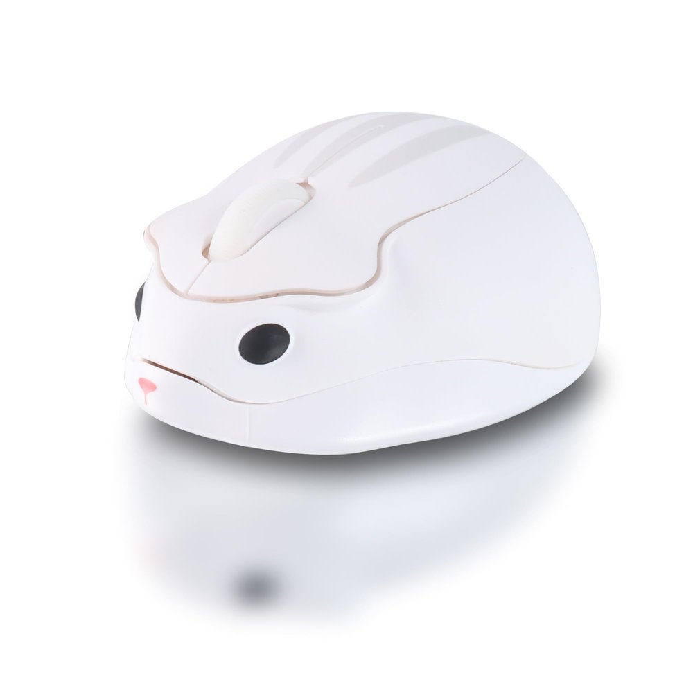 2.4G Mini Wireless Mouse,Hamster Shape with USB Receiver, Cartoon Animal Wireless Silent Mouse 1200DPI Portable Travel USB Mice for Pc, Laptop, Mac, Windows(White)