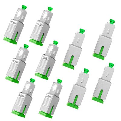10Pcs 10dB SC-APC Fiber Optical Attenuator Single Mode Connector Adapter