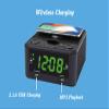 HANNLOMAX HX-208Wi CD/MP3 Player with Alarm Clock Radio, Wireless Charger, PLL FM Radio, USB Ports for Charging and MP3 Playback, 1.2" Green LED Display, Dual Alarm, AC Operation only. view 4