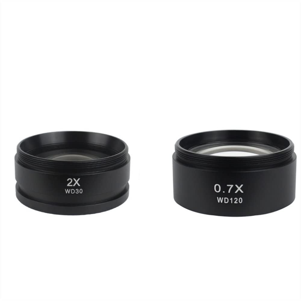 JOEBO Microscope Kit 48mm Thread 0.3X 0.5X 0.7X 0.75X 1X 1.5X 2.0X Auxiliary Objective Lens for Zoom Stereo Microscope for trinocular Microscope Microscope Lens Adapters(2.0X 0.7X)