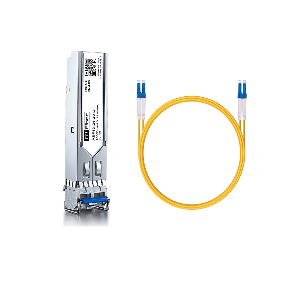 1Gb Singlemode Module with 1m OS2 LC to LC Fiber Cable, 1000BASE-LX/LH Compatible for Cisco GLC-LH-SMD, Meraki, Ubiquiti,Mikrotik, Intel, Netgear,D-Link and More