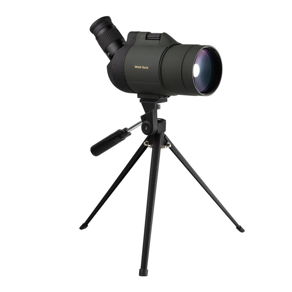 25-75x70 Spotting Scope Powerful Monocular FMC BAK4 Telescope Waterproof for Birdwatching Hunting Camping Equipment(Green with Tripod)