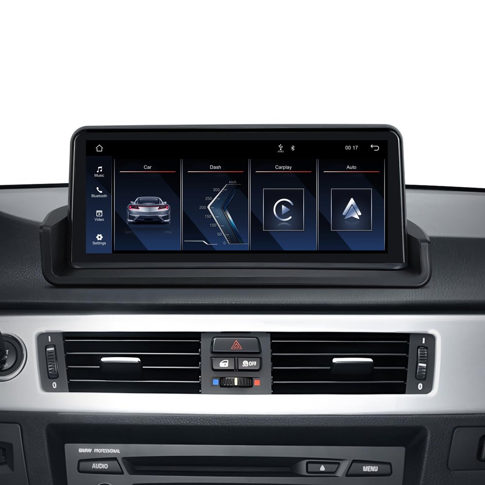 10.25" IPS Touch Screen Car Radio for BMW 3 Series E90/E91/E92/E93 (2008-2012) Wireless/Wire CarPlay Android Auto with CIC System, No Original Display, Bluetooth, Multimedia Receiver (Need to Cut)