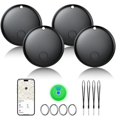 Air Tracker Tags-4 Pack Tracker Tag Work with Apple Find My (iOS 14.6 Above Only) Smart Tag Item Finders for Key, Luggage, Backpacketc. (Black, 4 Pack)