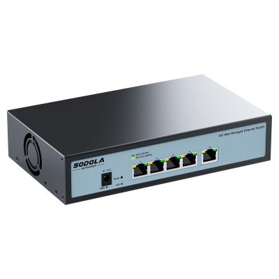 SODOLA 5 Port 10G Easy Web Managed Switch,5X 10GBase-T Ports- Link Aggregation, QoS,VLAN,IGMP, 10Gb Switch for Network Management