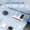 10-in-1 USB Charging Station, 4 Outlets Power Strip with 6 USB, 5 FT Long Extension Cord, 45 Flat Plug, 20W Fast Mulit Charging Station for Home Office Travel Plug Extension Outlet (White) view 2