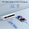 10-in-1 USB Charging Station, 4 Outlets Power Strip with 6 USB, 5 FT Long Extension Cord, 45 Flat Plug, 20W Fast Mulit Charging Station for Home Office Travel Plug Extension Outlet (White) view 3