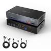 TESmart Thunderbolt 4 KVM Switch 2 Monitors 2 Computers 4K@60Hz, HDMI+DisplayPort KVM Switch Dual Monitor for 1 Laptop (TB4 USB C w/Charging 60W) & 1 Desktop (HDMI 2.0 & DP1.2), Gigabit Network, EDID view 1