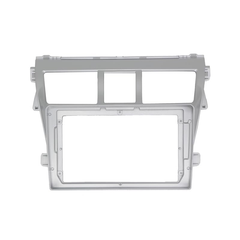 Car Front Side Air Outlet Vent Frame Trim Compatib 9 Inch Car Fascia/Fit for Toyota Vios Yaris Belta 2006 2007 2008 Video Panel Player Audio Dash 2 Din Frame Dashboard Mount Kit ABS Silver Car Stereo