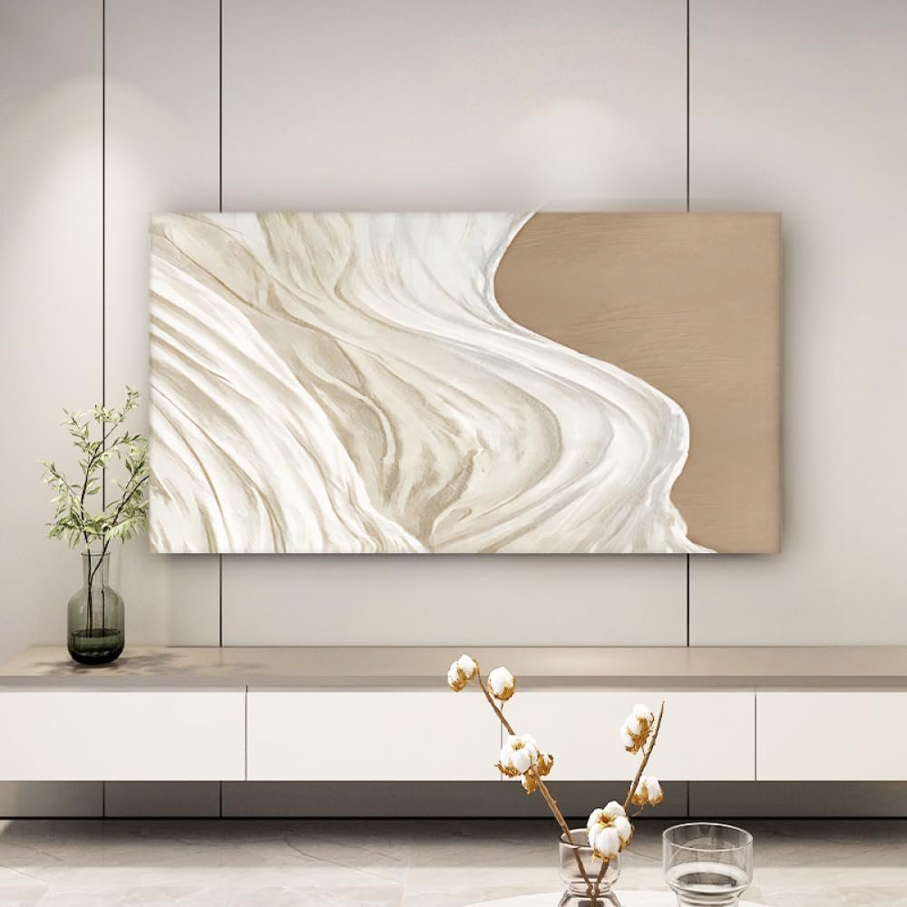 TV Covers 32-85 Inches Tv Screen Cover Universal All-inclusive Elastic LCD LED TV Dustproof Sun Protection Modern Simple Hanging TV Display Protectors Home Art Decoration Cover-Khaki||46-50 inch