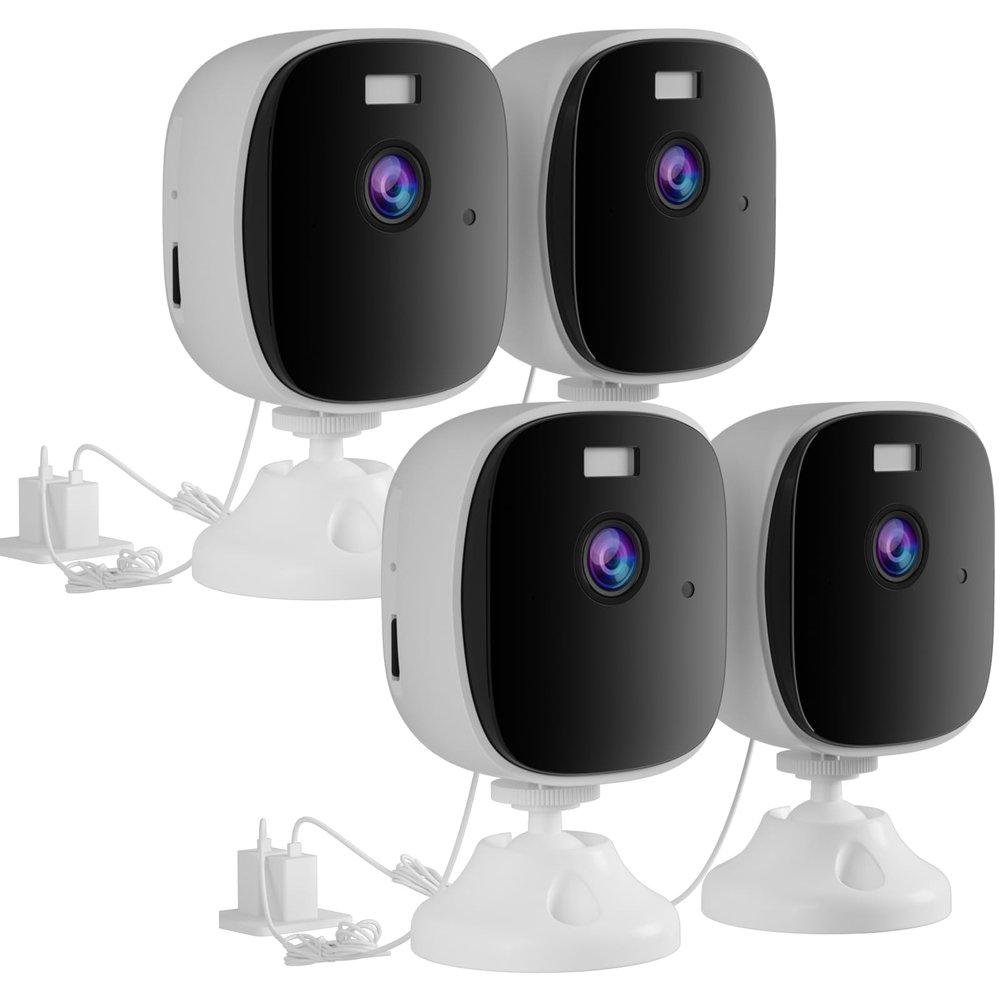 RICHCHO 4PC 2K WiFi Security Camera Indoor, Window, AI Motion Detection, Color Night Vision, 2-Way Audio, Cloud+SD,