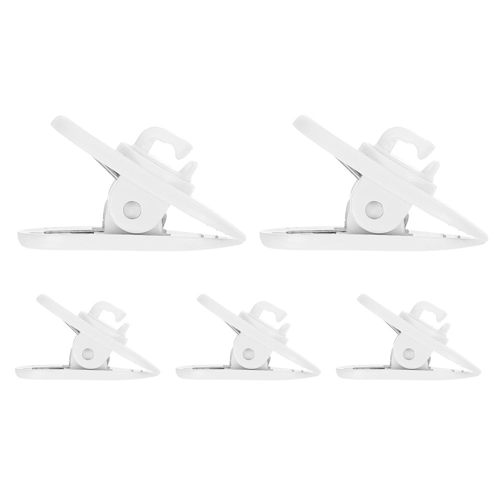 HARFINGTON 5pcs Headphone Wire Clips 0.94" Length Small Headset Cable Clamp 360 Degree Rotate Earphone Cable Clothing Clip Earpiece Clamp Microphone Cord Hooks for Round and Flat Wire, White