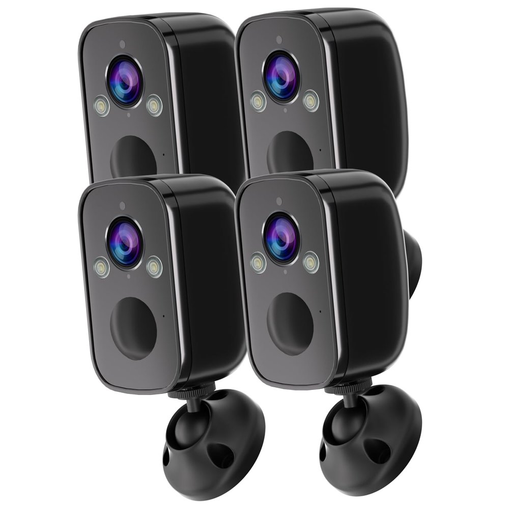 RICHCHO 4PC 2K Wireless Security Camera, Outdoor/Indoor, Full-Color Night Vision, 130 Angle, AI Motion Detect, 2-Way Audio, Cloud/SD, Weatherproof, Alexa Compatible