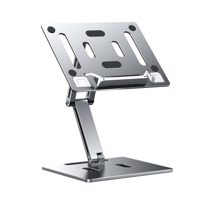 Buhelyc Metal Laptop Stand with Heat-Vent PortableTablet Stand Riser Holder Notebook Stand Compatible with Multiple Brands Adjustable Book Stand for Textbook/Recipe/Magazine/Laptop(Color:Grey)