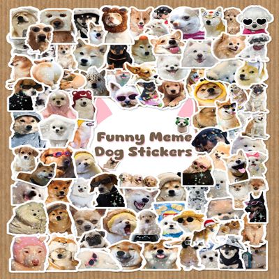 100 Pcs Funny Meme Stickers - Holographic Sparkly Cute Dog Stickers for Water Bottles, Laptops - Vinyl Waterproof, Puppy Pet Sticker - Dog Theme Party Supplies, Gifts for Kids Teens Adults