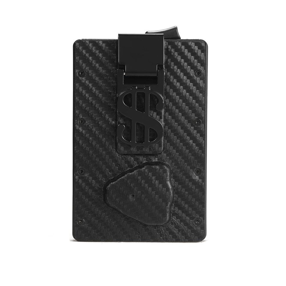 Bluetooth Anti-Lost with Wallet Tracker Works for Find My(iOS)- Anti-Lost [Left Behind Reminder ] Slim Pop Up Card Case in Leather Money Clip (Carbon Fiber Black)