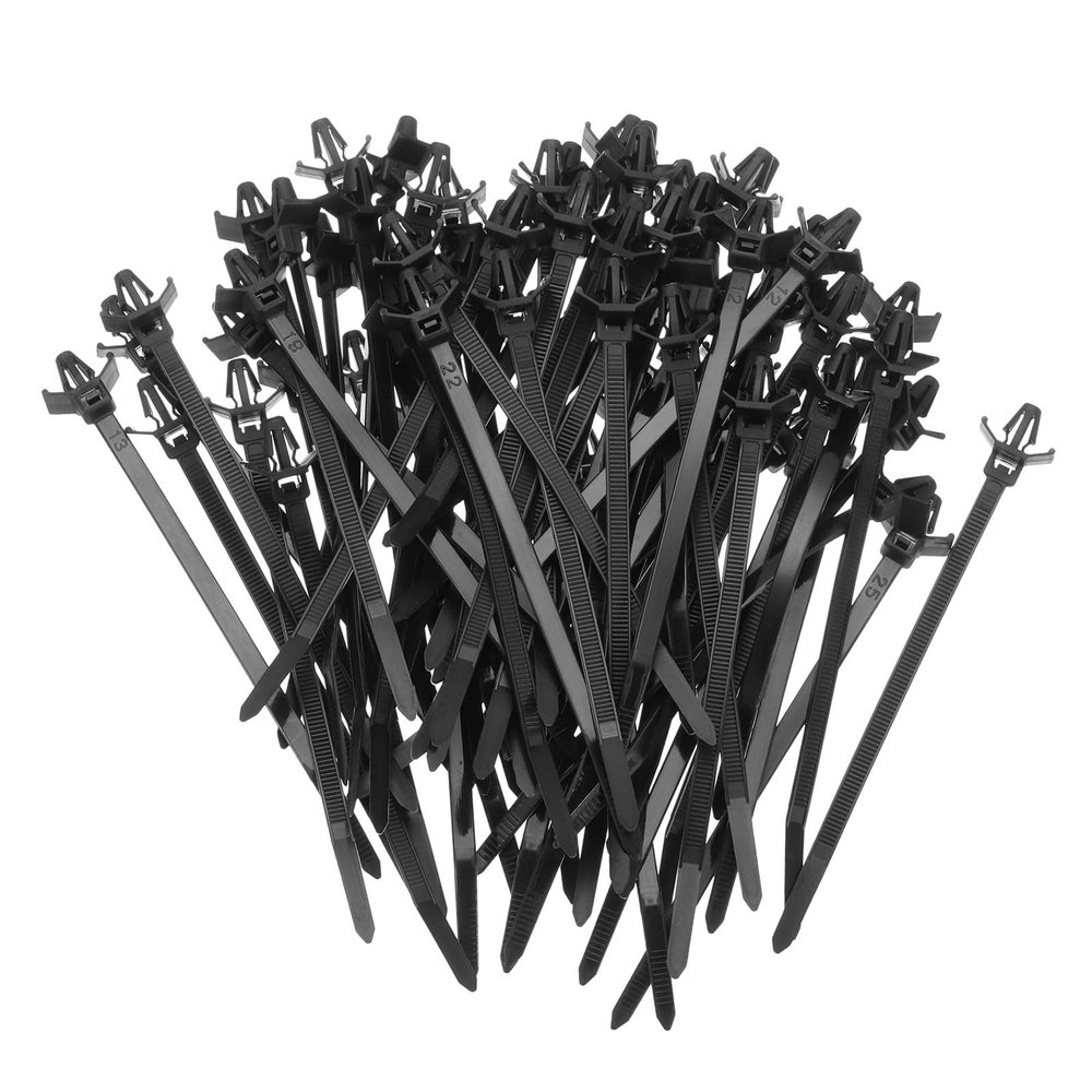HARFINGTON 100pcs Push Mount Cable Zip Tie 4.7" x 0.19" Nylon Self Locking Cable Strap Arrow Style Heavy Duty Snap in Cable Zip Ties for Household Electronic Auto Industry