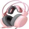 HOUDISAM Over-Ear Headphones with Microphone, Lightweight Foldable & Portable Stereo Bass Headphones(Pink) view 1