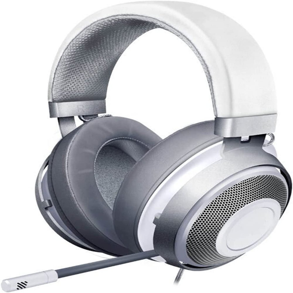 HOUDISAM On-Ear Headphones with Microphone, Lightweight Folding Stereo Bass Headphones with No-Tangle Cord(White)