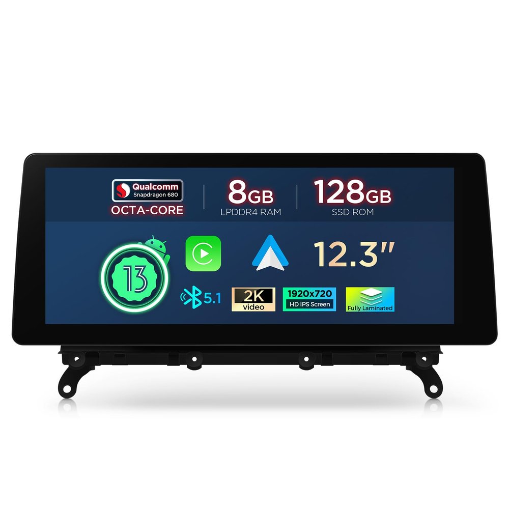 XTRONS 12.3 Inch Android 14 Qualcomm Snapdragon 680 Car Stereo for BMW X3 F25 / X4 F26 (2014-2016) NBT System, IPS Touch Screen 8+128GB Car Radio GPS Navigation Support Wireless CarPlay Android Auto