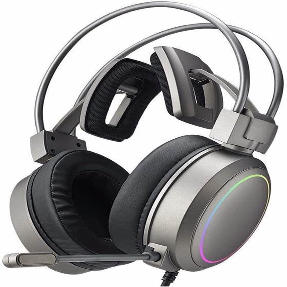 HOUDISAM Over-Ear Headphones with Microphone, Lightweight Foldable & Portable Stereo Bass Headphones(Gray)