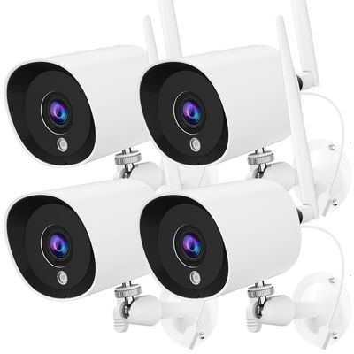 4-Pack 2K Wireless Outdoor Security Camera 3MP IP66 Waterproof Camera with Night Vision, Motion Detection, Cloud Storage, Alexa & Google Assistant Compatible