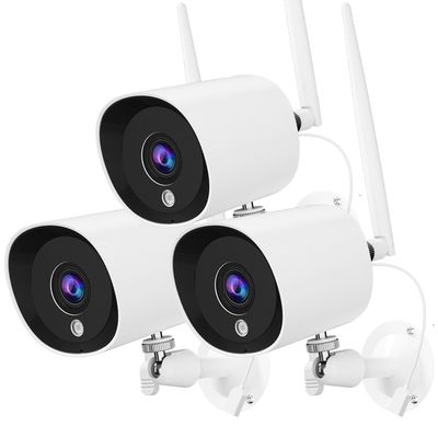 3-Pack 2K Wireless Outdoor Security Camera  3MP IP66 Waterproof Camera with Night Vision, Motion Detection, Cloud Storage, Alexa & Google Assistant Compatible