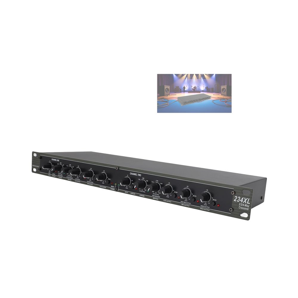 FAUOSWUK 234XL Crossover Professional 234XL Electric Crossover, Stereo 2/3 Way Mono 4 Way Crossover Multifunction Stereo Crossover Audio Crossover for Stage Performance