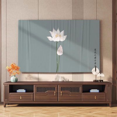 30-80Inches Indoor Universal TV Cover Flower Painting Pattern Television Cover Cloth Modern Art Wall-Mounted Dustproof TV Screen Protector Cover(Size:60IN(W140xH85CM),Color:C)