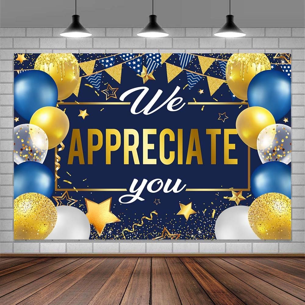 20X10ft Thank You Banner Photo Backdrop We Appreciate You Photography Background, Medical Assistant Decorations Employee Backdrops Photo Booth Prop Wall Decor Tablecloth
