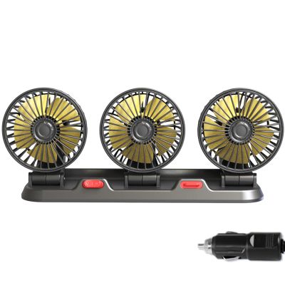 Car Fan 360 Degree Adjustable 3 Head Air Fan Automotive Electric Fan USB 5V/12V/24V Fan 2 Speeds Car Fan for Car