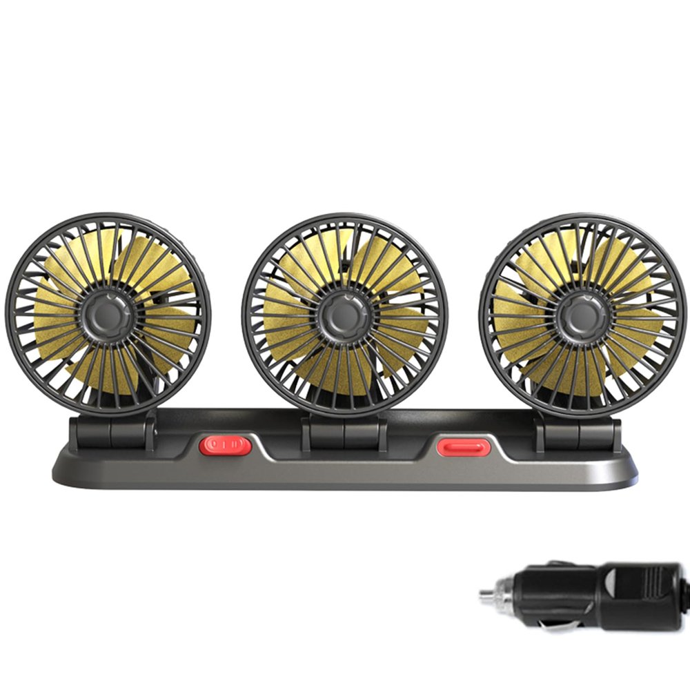 Car Fan 360 Degree Adjustable 3 Head Air Fan Automotive Electric Fan USB 5V/12V/24V Fan 2 Speeds Car Fan for Car
