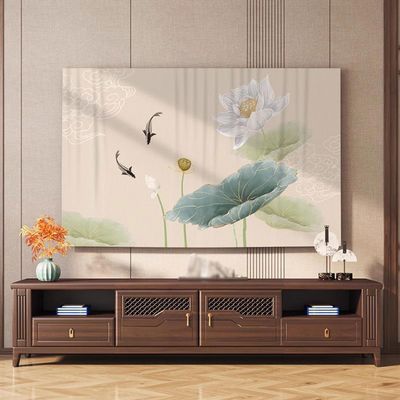 30-80Inches Indoor Universal TV Cover Flower Painting Pattern Television Cover Cloth Modern Art Wall-Mounted Dustproof TV Screen Protector Cover(Size:78IN(W180xH107CM),Color:A)