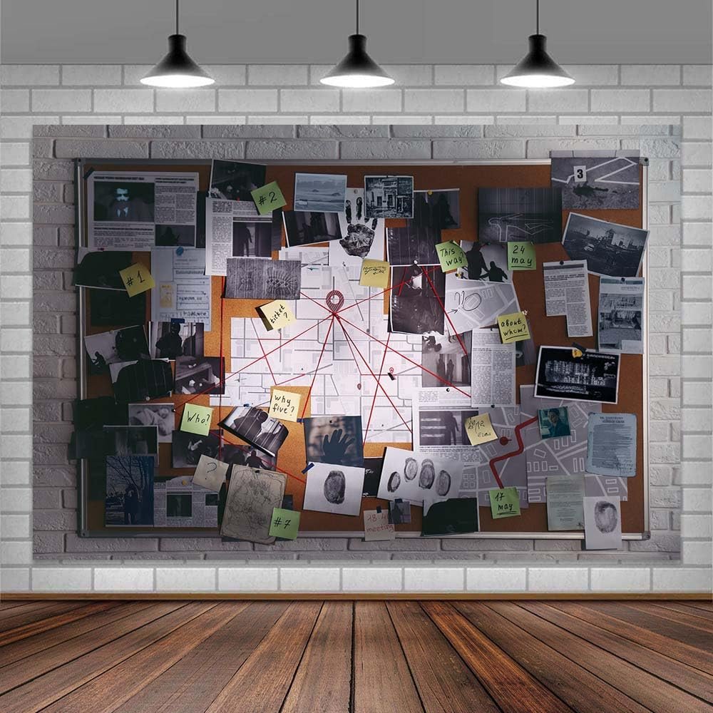 12X10ft Crime Scene Decorations Photo Backdrop Murder Mystery Party Photography Background, Detective Spy Halloween Theme Party Supplies Backdrops Photo Booth Prop Wall Decor Tablecloth