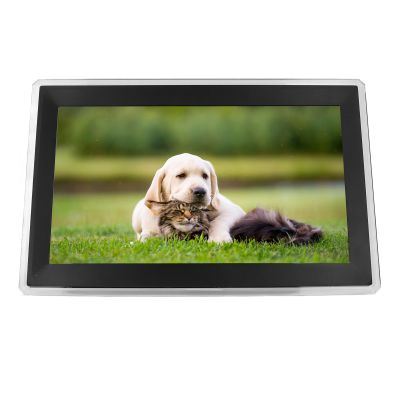 15.6in Digital Picture Frame, 128G Digital Photo Frame with Speakers, 16:9 Music and Video Clock Calendar Time Smart Electronic Picture Frames Slideshow (US Plug)