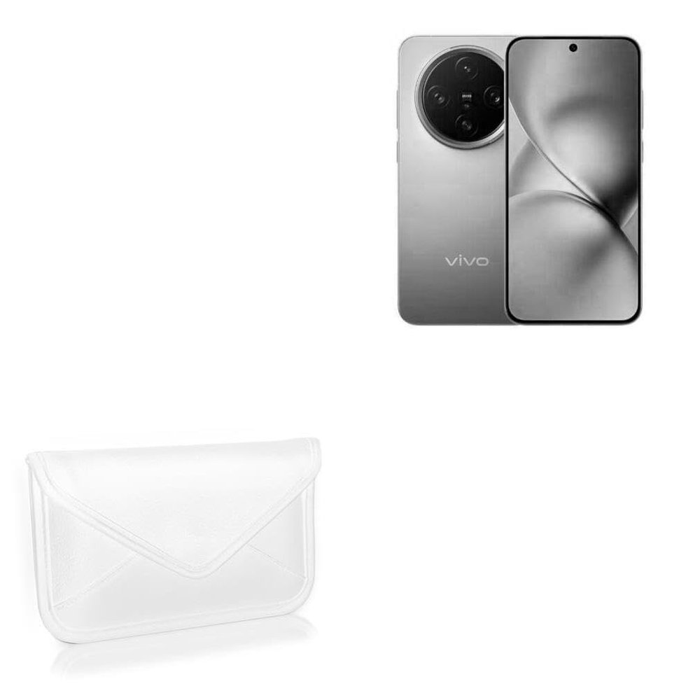 BoxWave Case Compatible with vivo X200 Pro Mini - Elite Leather Messenger Pouch, Synthetic Leather Cover Case Envelope Design - Ivory White
